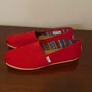Brand new red Toms shoes
